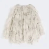 Cappotto corto con petali in organza stampata, grigio perla Cappotto corto con petali in organza stampata, grigio perla