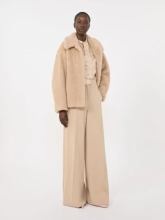 Cappotto corto in alpaca e lana, albino