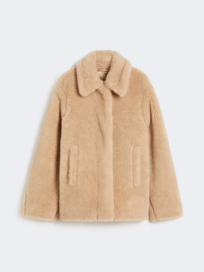 Cappotto corto in alpaca e lana, albino Cappotto corto in alpaca e lana, albino