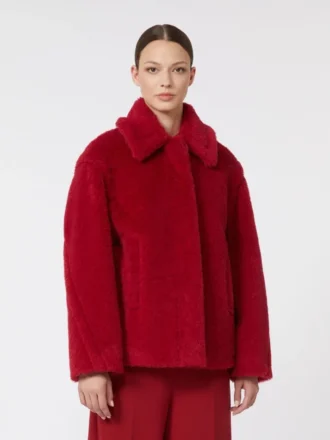 Cappotto corto in alpaca e lana, rosso