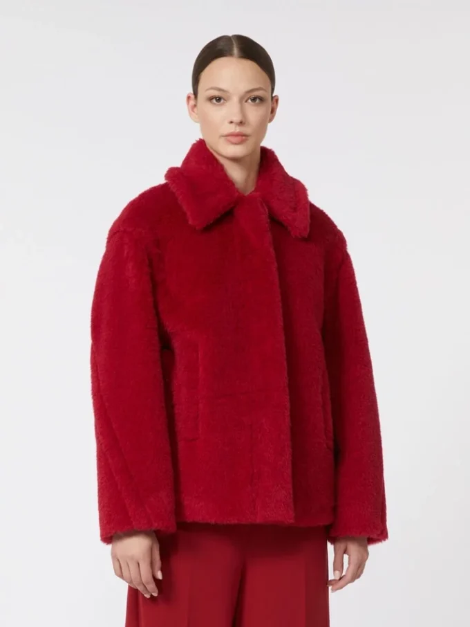 Cappotto corto in alpaca e lana, rosso Cappotto corto in alpaca e lana, rosso
