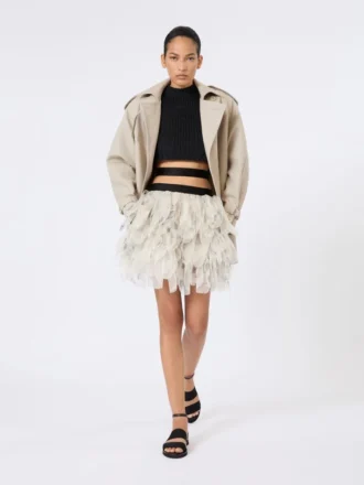 Cappotto corto in cotone, color sabbia