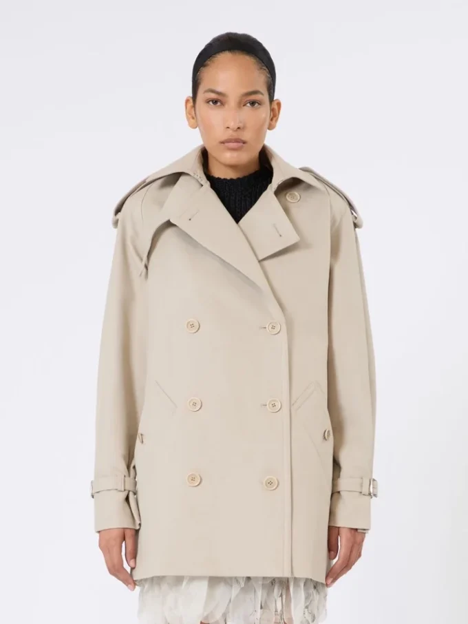 Cappotto corto in cotone, color sabbia