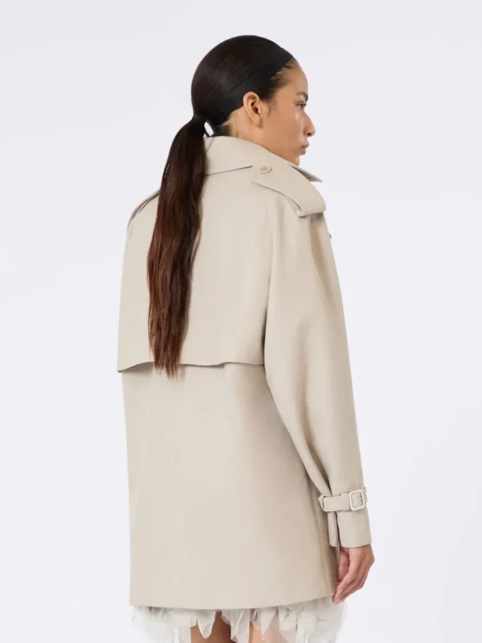 Cappotto corto in cotone, color sabbia