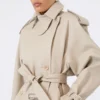 Cappotto corto in cotone, color sabbia
