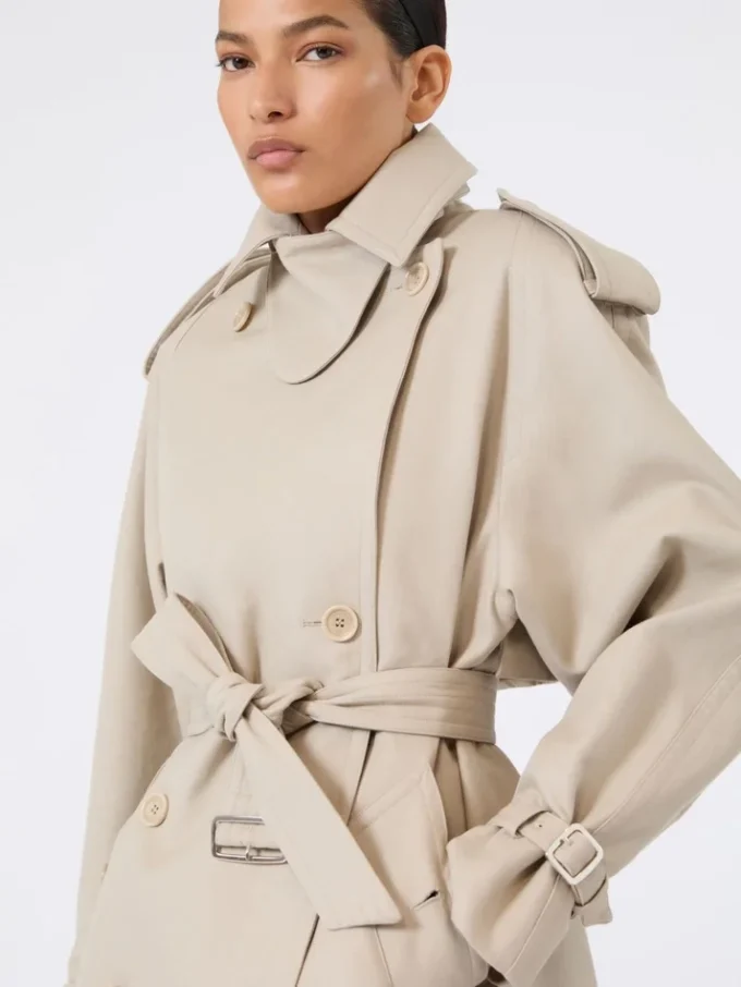 Cappotto corto in cotone, color sabbia