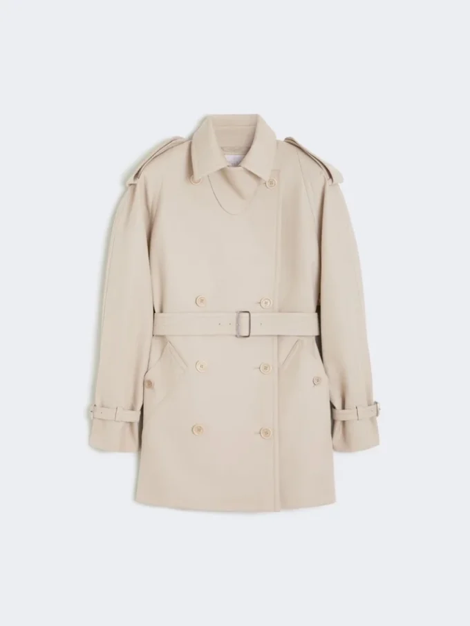 Cappotto corto in cotone, color sabbia