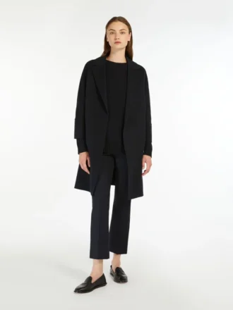 Cappotto corto in lana Double Face, blu notte