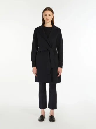 Cappotto corto in lana Double Face, blu notte