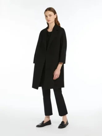 Cappotto corto in lana Double Face, nero