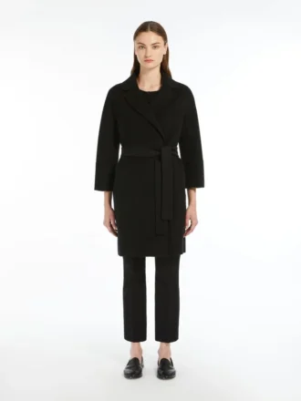 Cappotto corto in lana Double Face, nero