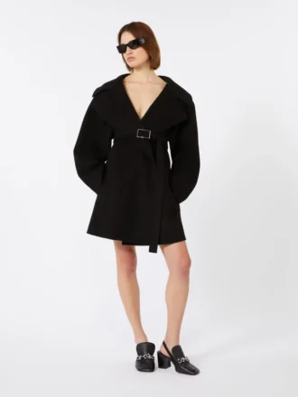 Cappotto corto in lana, nero
