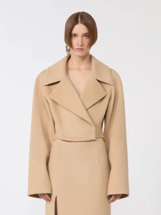 Cappotto corto in Pure Wool, color caramello