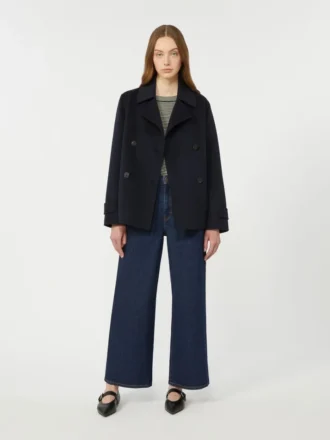 Cappotto da marinaio doppiopetto in misto lana, blu navy
