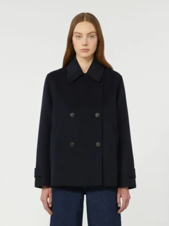 Cappotto da marinaio doppiopetto in misto lana, blu navy