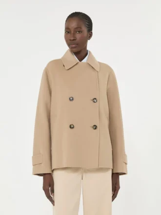 Cappotto da marinaio doppiopetto in misto lana, color cammello