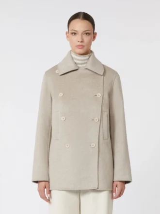 Cappotto da marinaio in cashmere doppiopetto, color sabbia