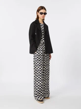 Cappotto da marinaio in cotone e lino a trama intrecciata, nero