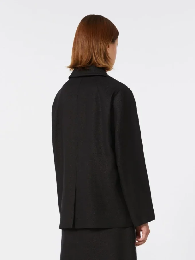 Cappotto da marinaio in cotone e lino a trama intrecciata, nero Cappotto da marinaio in cotone e lino a trama intrecciata, nero