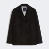 Cappotto da marinaio in cotone e lino a trama intrecciata, nero Cappotto da marinaio in cotone e lino a trama intrecciata, nero