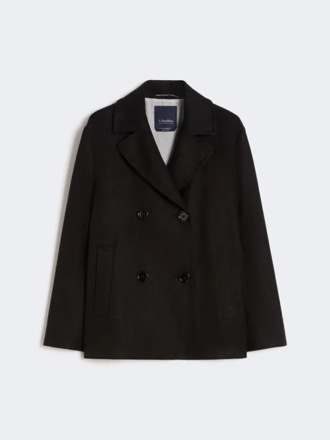 Cappotto da marinaio in cotone e lino a trama intrecciata, nero Cappotto da marinaio in cotone e lino a trama intrecciata, nero