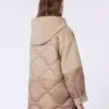 Cappotto imbottito in lana e nylon double-face, color cammello