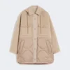 Cappotto imbottito in lana e nylon double-face, color cammello