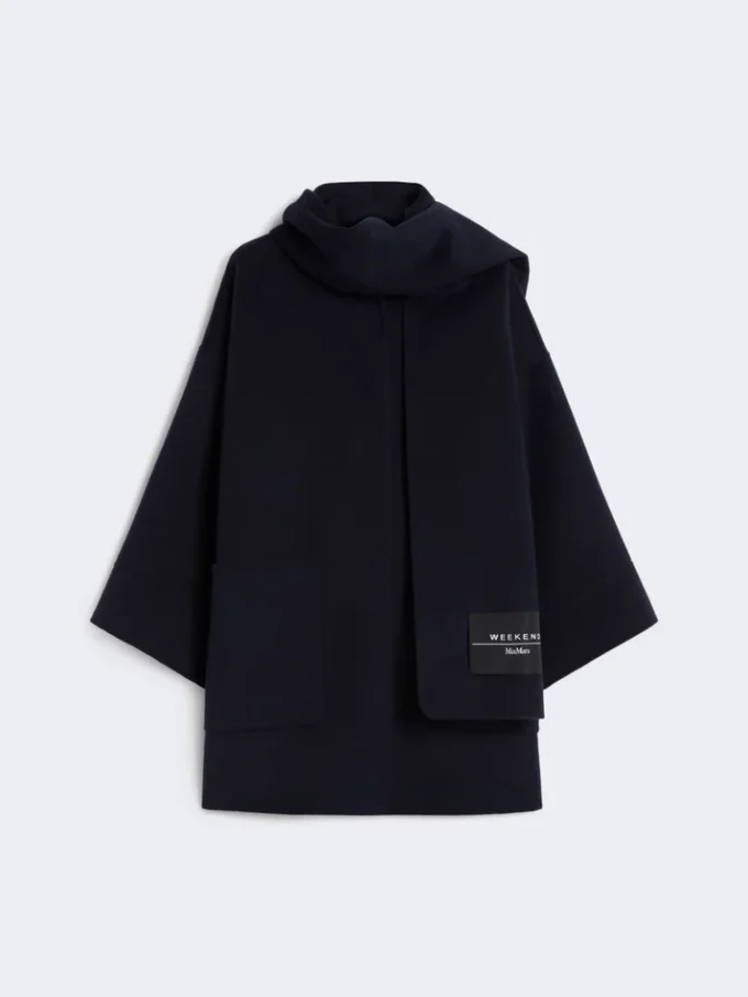 Cappotto in misto lana con sciarpa, blu navy Cappotto in misto lana con sciarpa, blu navy