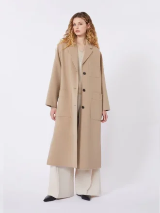 Cappotto in misto lana Double Face, color cammello