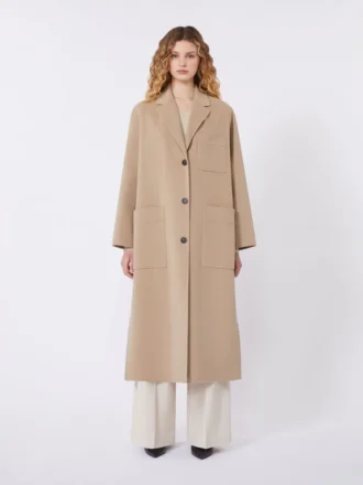Cappotto in misto lana Double Face, color cammello
