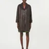 Cappotto in pelle nappa, marrone
