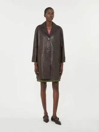 Cappotto in pelle nappa, marrone