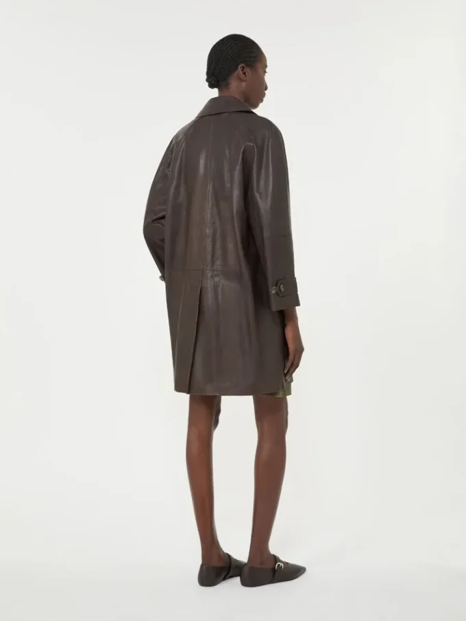 Cappotto in pelle nappa, marrone