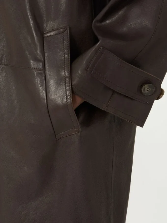 Cappotto in pelle nappa, marrone