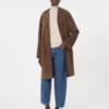 Cappotto in pelle scamosciata, marrone