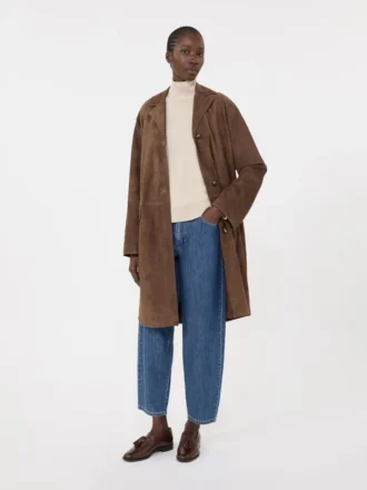Cappotto in pelle scamosciata, marrone