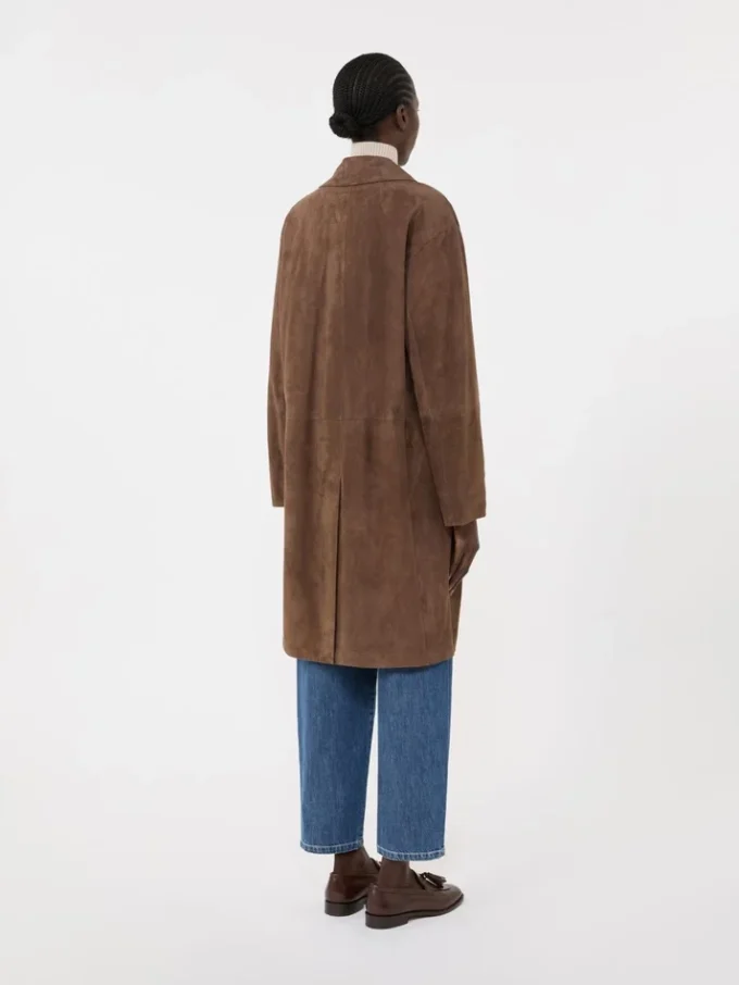 Cappotto in pelle scamosciata, marrone