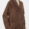 Cappotto in pelle scamosciata, marrone