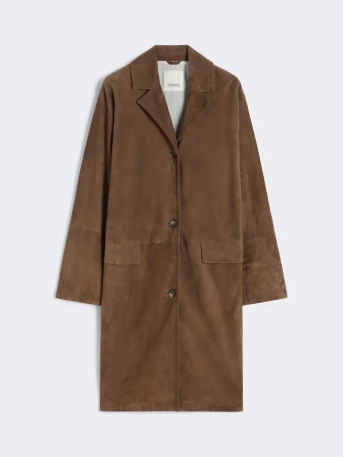 Cappotto in pelle scamosciata, marrone