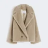 Cappotto in tessuto teddy di alpaca e cashmere, color sabbia Cappotto in tessuto teddy di alpaca e cashmere, color sabbia