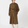 Cappotto lungo in gabardine di lana idrorepellente, marrone