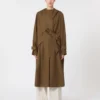 Cappotto lungo in gabardine di lana idrorepellente, marrone