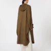 Cappotto lungo in gabardine di lana idrorepellente, marrone