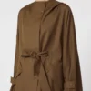 Cappotto lungo in gabardine di lana idrorepellente, marrone