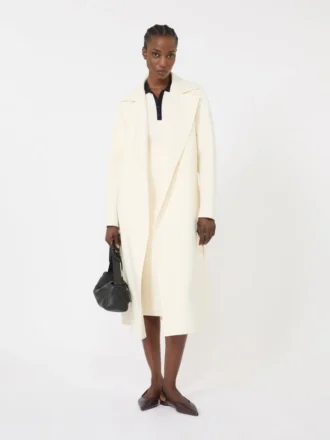 Cappotto lungo in lana, cashmere e seta, bianco