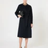 Cappotto lungo in lana, cashmere e seta, blu navy Cappotto lungo in lana, cashmere e seta, blu navy
