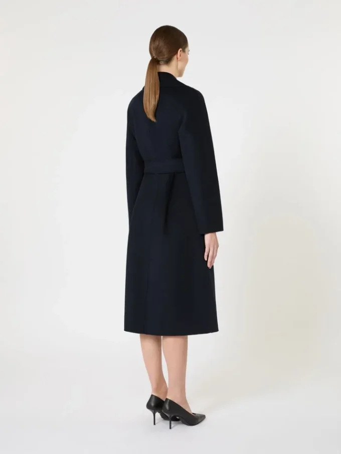 Cappotto lungo in lana, cashmere e seta, blu navy Cappotto lungo in lana, cashmere e seta, blu navy