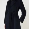 Cappotto lungo in lana, cashmere e seta, blu navy Cappotto lungo in lana, cashmere e seta, blu navy
