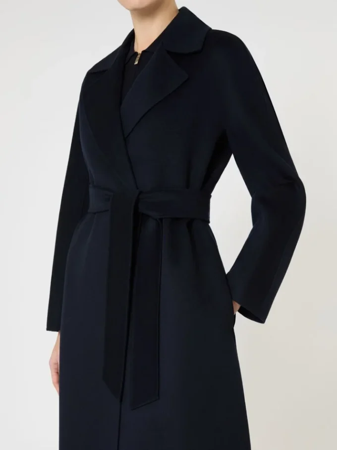 Cappotto lungo in lana, cashmere e seta, blu navy Cappotto lungo in lana, cashmere e seta, blu navy