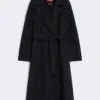 Cappotto lungo in lana, cashmere e seta, blu navy Cappotto lungo in lana, cashmere e seta, blu navy